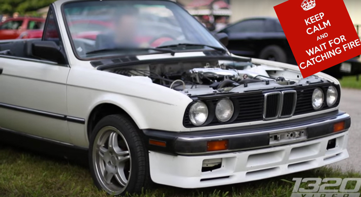 BMW E30 Barbecues Turbo While Going 120 MPH